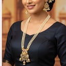 Everlasting Quality Jewels Classic American Diamond And Pearl Designer Long Necklace Set