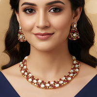 Everlasting Quality Jewels Royal Kundan Stone And Pearl Necklace Set
