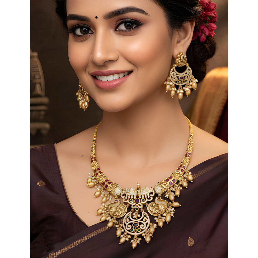 Everlasting Quality Jewels Royal Pota Stone And Pearl Necklace Set