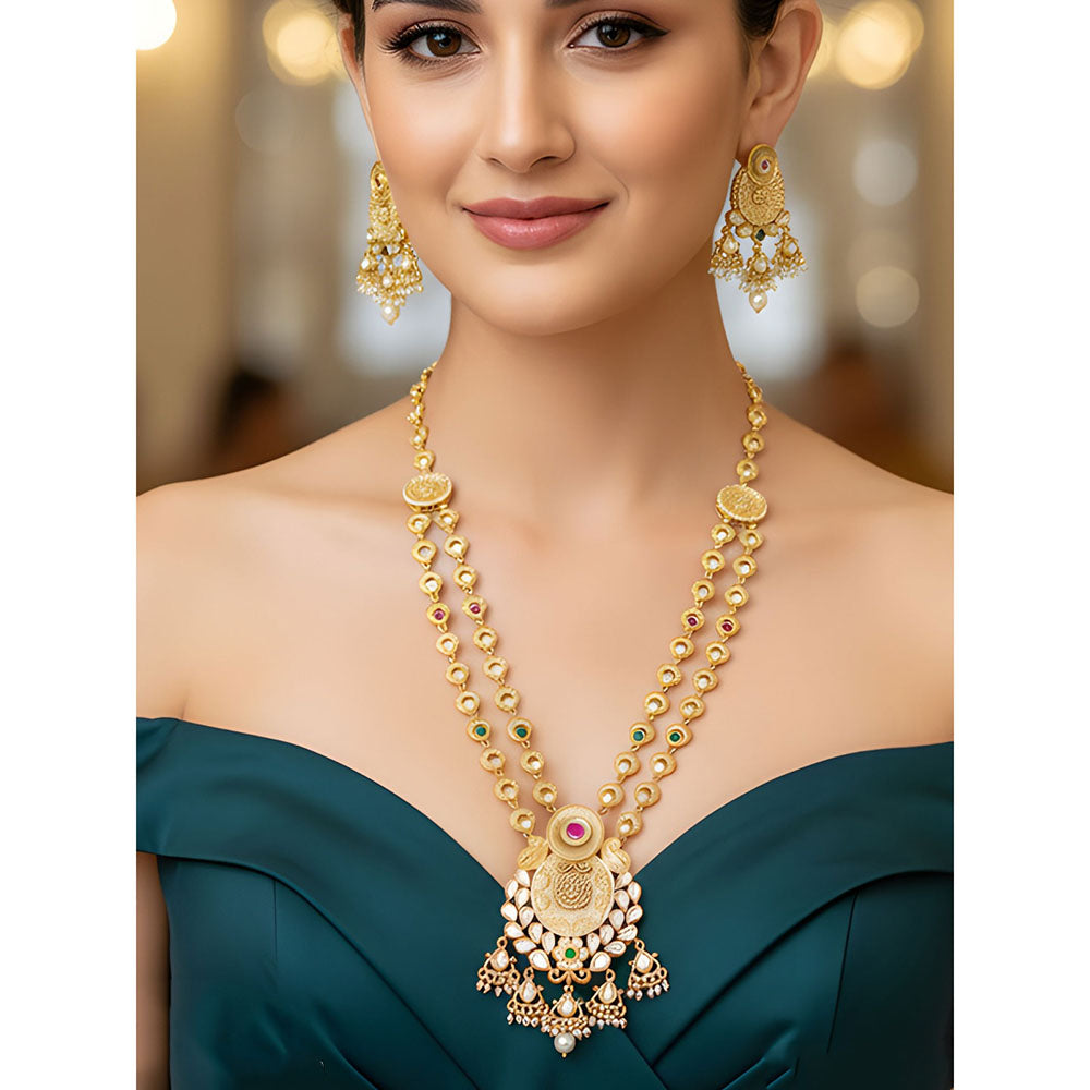 Everlasting Quality Jewels Royal Pota Stone And Pearl Necklace Set
