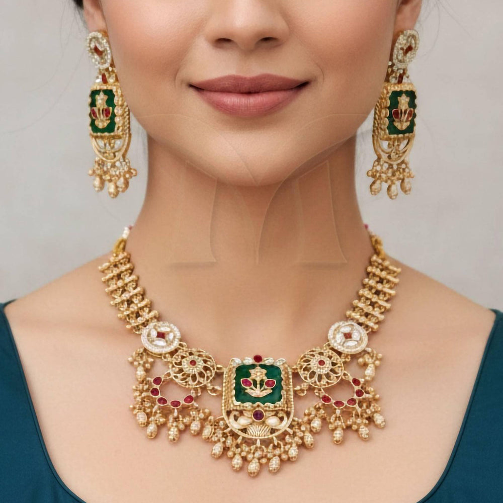 Everlasting Quality Jewels Maharani Kundan Heritage Choker Necklace Set