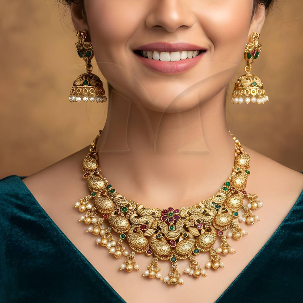 Everlasting Quality Jewels Antique Mayura Heritage Choker Necklace Set