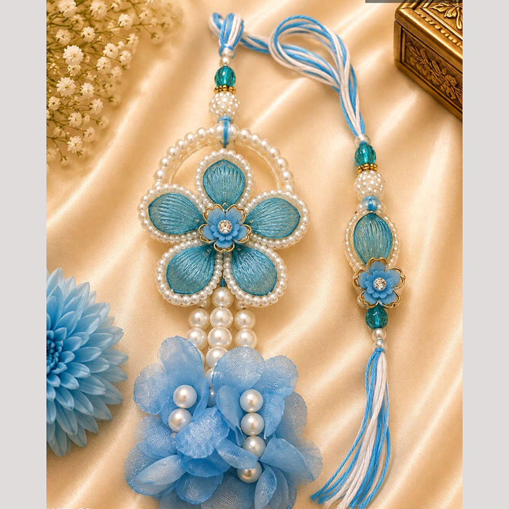 Everlasting Quality Jewels Bhaiya And Bhabhi Crystal Stone Rakhi With Lumba 
