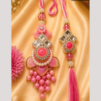 Everlasting Quality Jewels Bhaiya And Bhabhi Crystal Stone Rakhi With Lumba 
