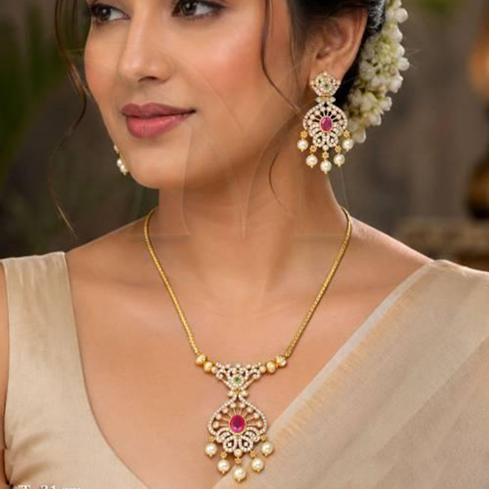 Everlasting Quality Jewels Royal Pota Stone And Pearl Neckalce Set