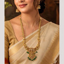 Everlasting Quality Jewels Pota Stone South Indian Temple Long Necklace Set 
