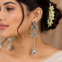 Everlasting Quality Jewels Lightweight Oxidised Pota Stone Jhumki Earrings