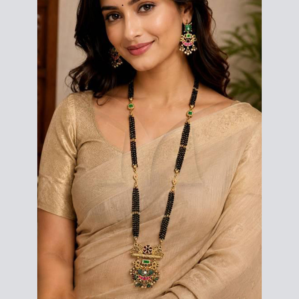 Everlasting Quality Jewels Elegance Designer Pota Stone And Pearl Mangalsutra