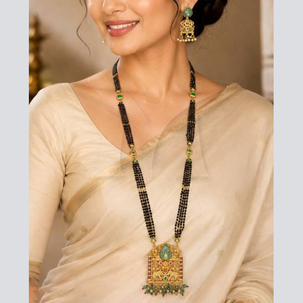 Everlasting Quality Jewels Elegance Designer Pota Stone And Pearl Mangalsutra