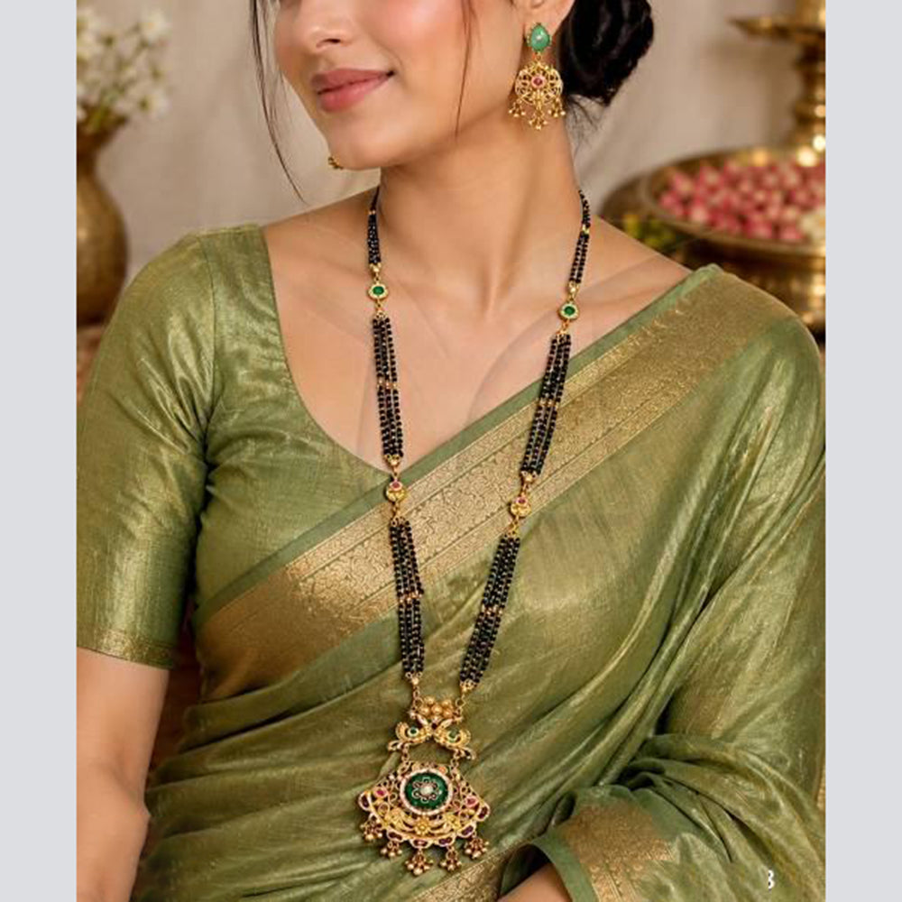 Everlasting Quality Jewels Elegance Designer Pota Stone And Pearl Mangalsutra