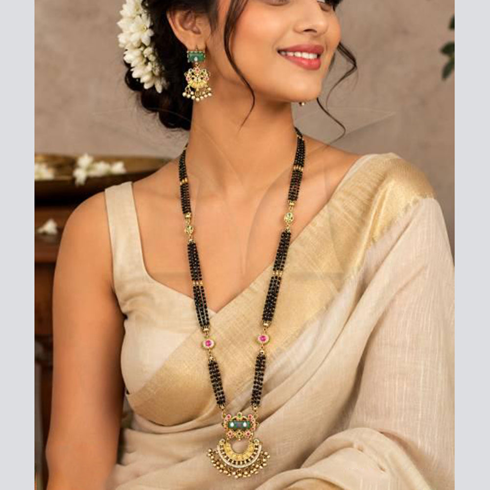 Everlasting Quality Jewels Elegance Designer Pota Stone And Pearl Mangalsutra