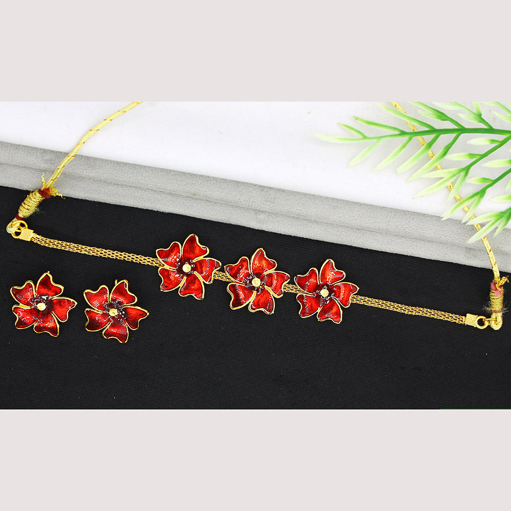 Mahavir Gold Plated Choker Necklace Set