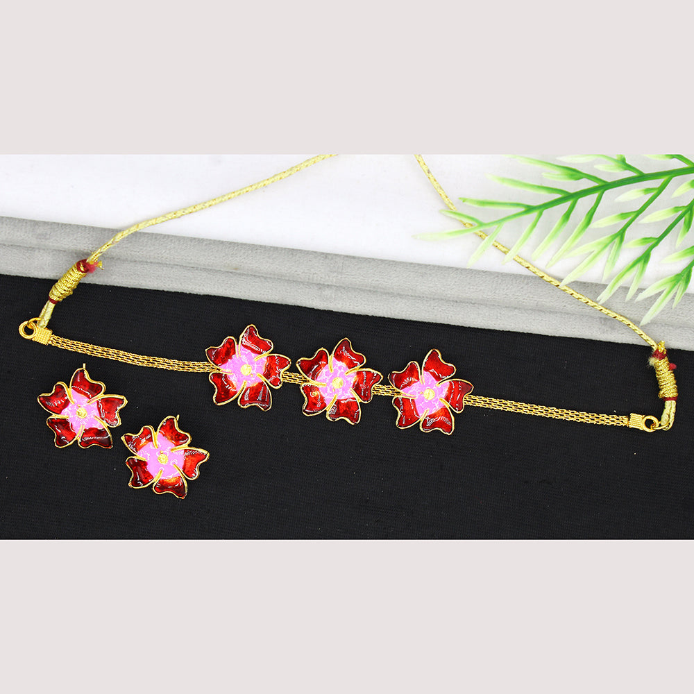 Mahavir Gold Plated Choker Necklace Set