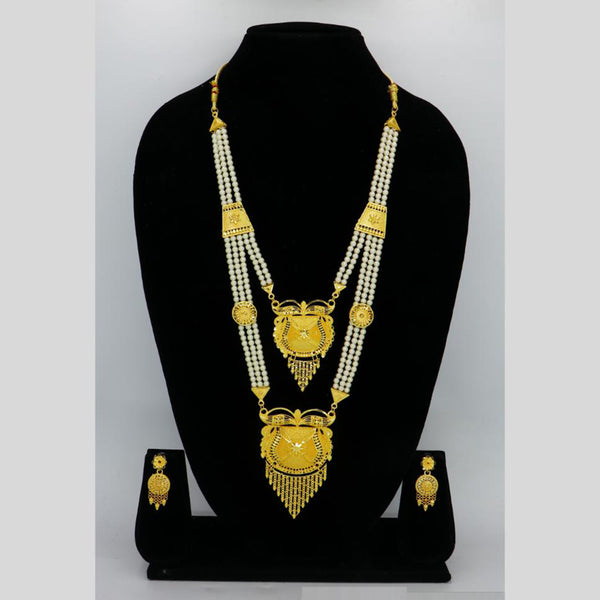 Mahavir Dye Gold Pearl Long Necklace Set