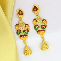 Mahavir Dye Gold Plated Meenakari Dangler Earrings