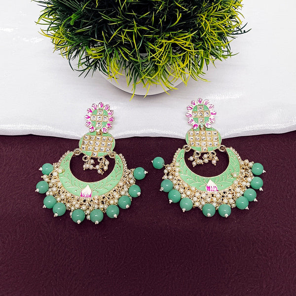 Darshana Jewels Kundan And Meenakari Dangler Earrings