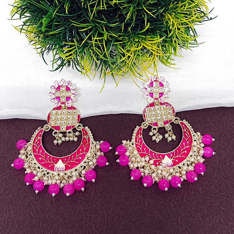 Darshana Jewels Kundan And Meenakari Dangler Earrings