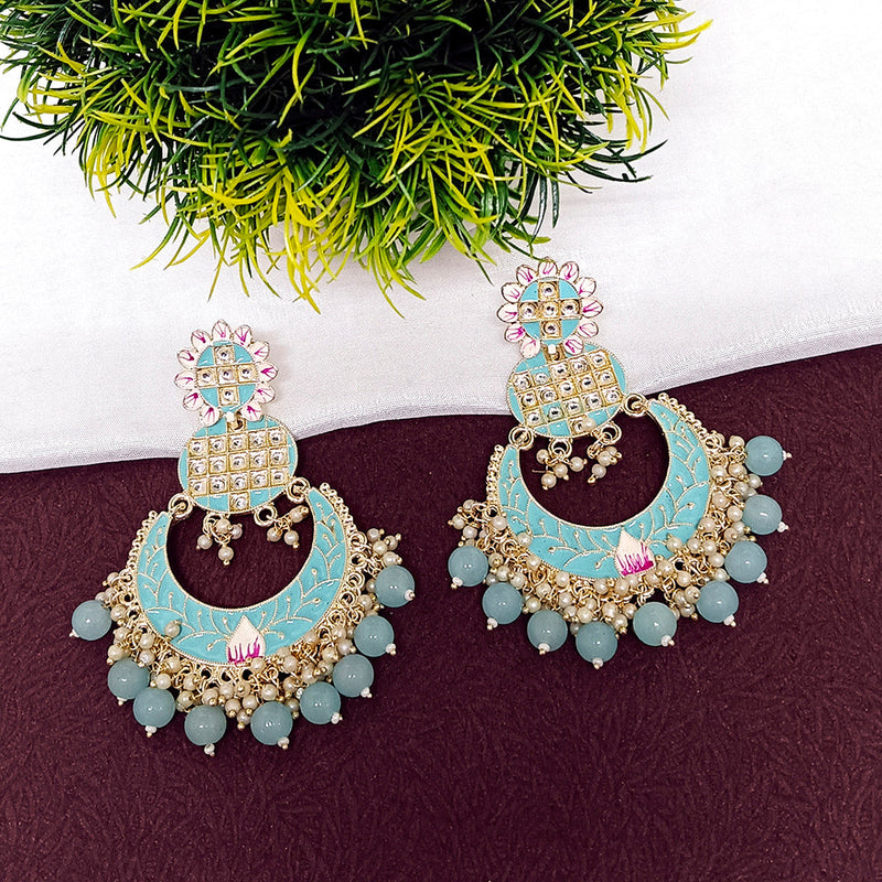 Darshana Jewels Kundan And Meenakari Dangler Earrings