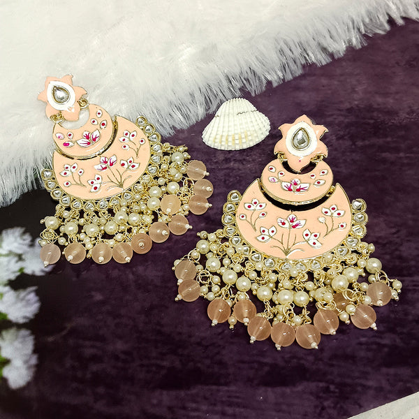 Darshana Jewels Kundan And Meenakari Dangler Earrings