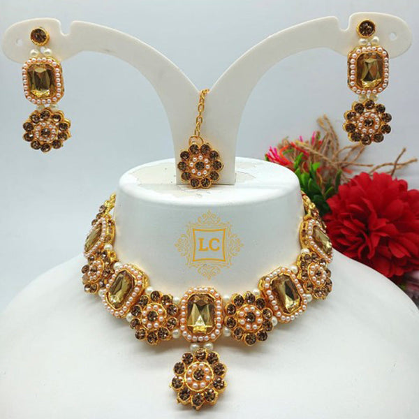 Darshana Jewels Gold Plated Crystal Stone Necklace Set