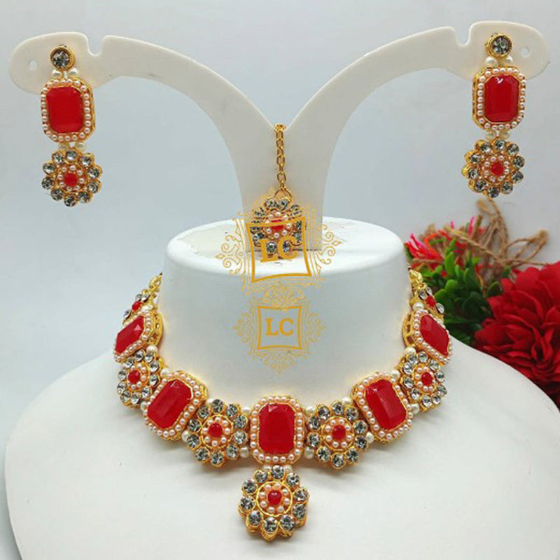 Darshana Jewels Gold Plated Crystal Stone Necklace Set