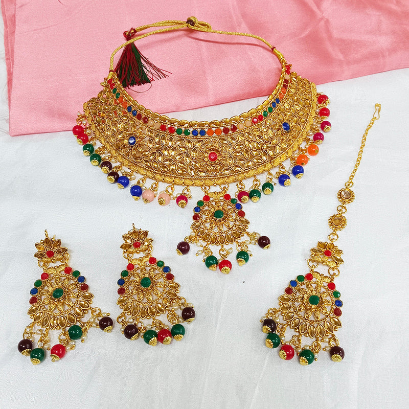 Darshana Jewels Gold Plated Crystal Stone Choker Necklace Set