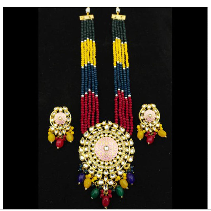 Darshana Jewels Gold Plated Kundan Stone & Beads Long Necklace Set