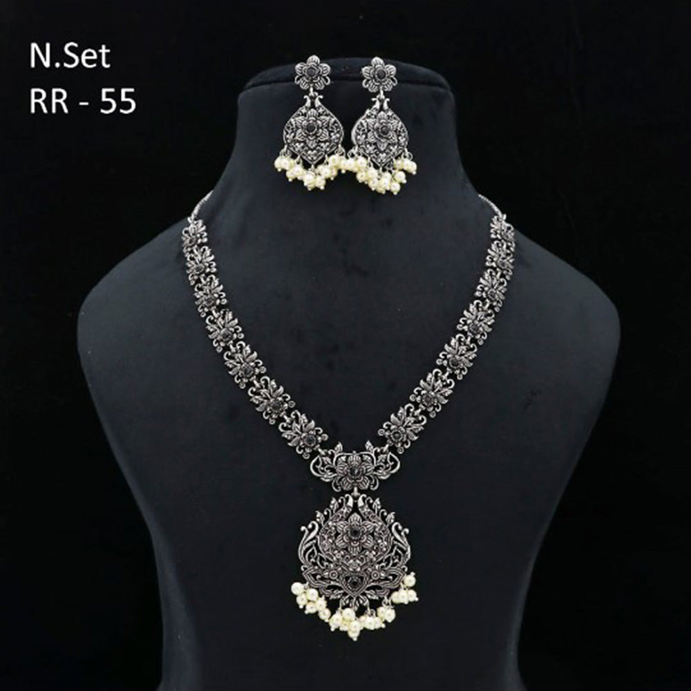 Darshana Jewels Oxidised Plated Pearl Necklace Set