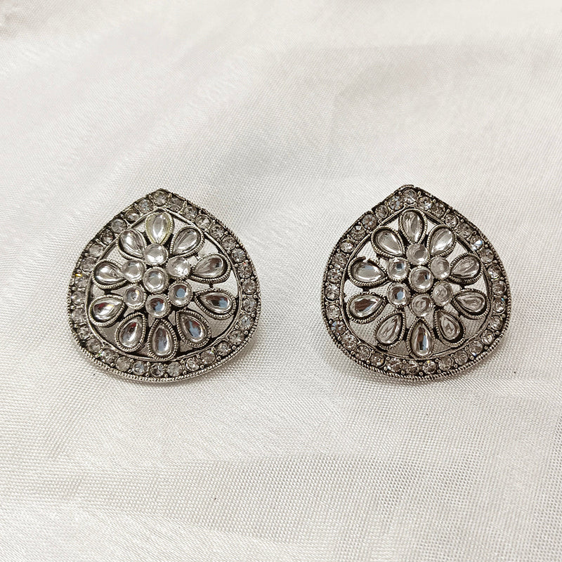 Darshana Jewels  Silver Plated Crystal Stone Stud Earrings