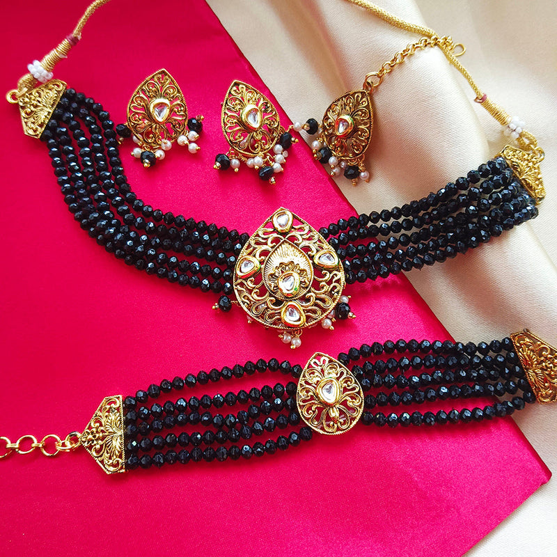 Darshana Jewels Gold Plated Crystal Choker Necklace Set