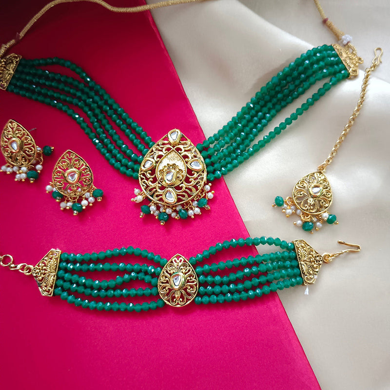 Darshana Jewels Gold Plated Crystal Choker Necklace Set