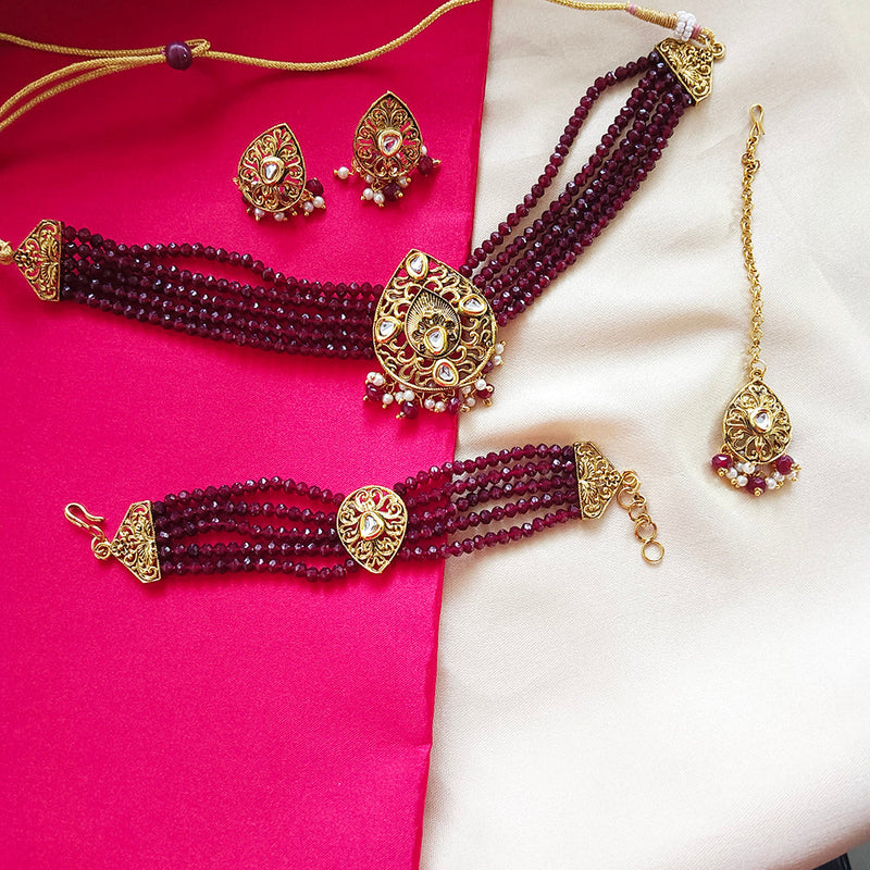 Darshana Jewels Gold Plated Crystal Choker Necklace Set