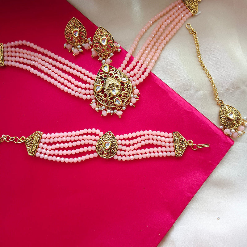 Darshana Jewels Gold Plated Crystal Choker Necklace Set