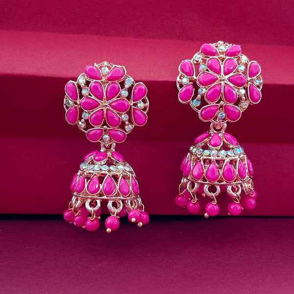 Darshana Jewels Gold Plated Pota Stone Jhumki Earrings