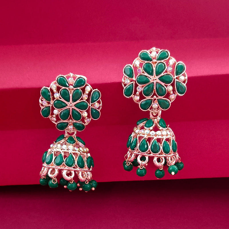 Darshana Jewels Gold Plated Pota Stone Jhumki Earrings