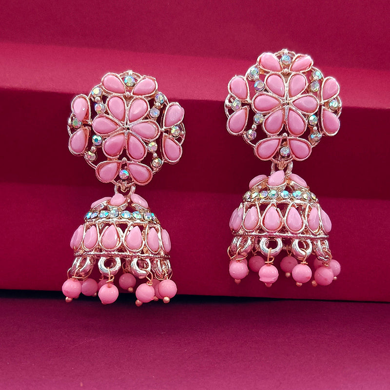 Darshana Jewels Gold Plated Pota Stone Jhumki Earrings