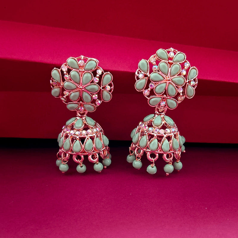 Darshana Jewels Gold Plated Pota Stone Jhumki Earrings