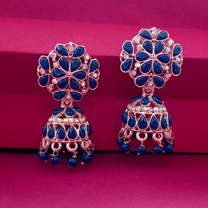 Darshana Jewels Gold Plated Pota Stone Jhumki Earrings