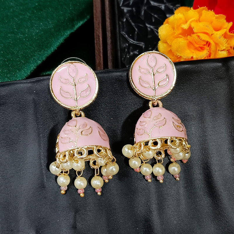 Darshana Jewels Gold Plated Mennakari Jhumki Earrings