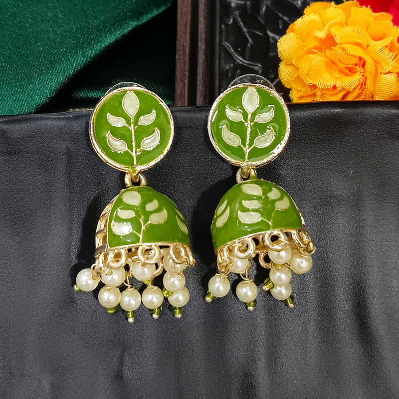 Darshana Jewels Gold Plated Mennakari Jhumki Earrings