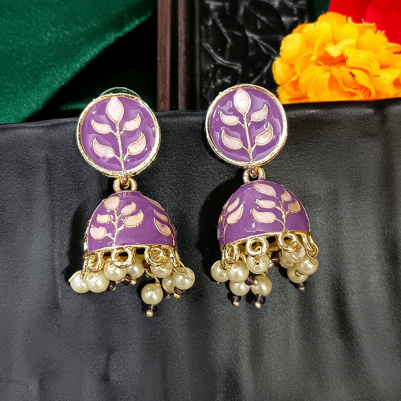 Darshana Jewels Gold Plated Mennakari Jhumki Earrings