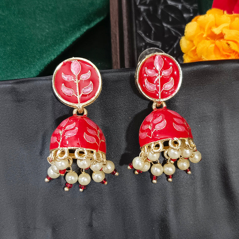 Darshana Jewels Gold Plated Mennakari Jhumki Earrings