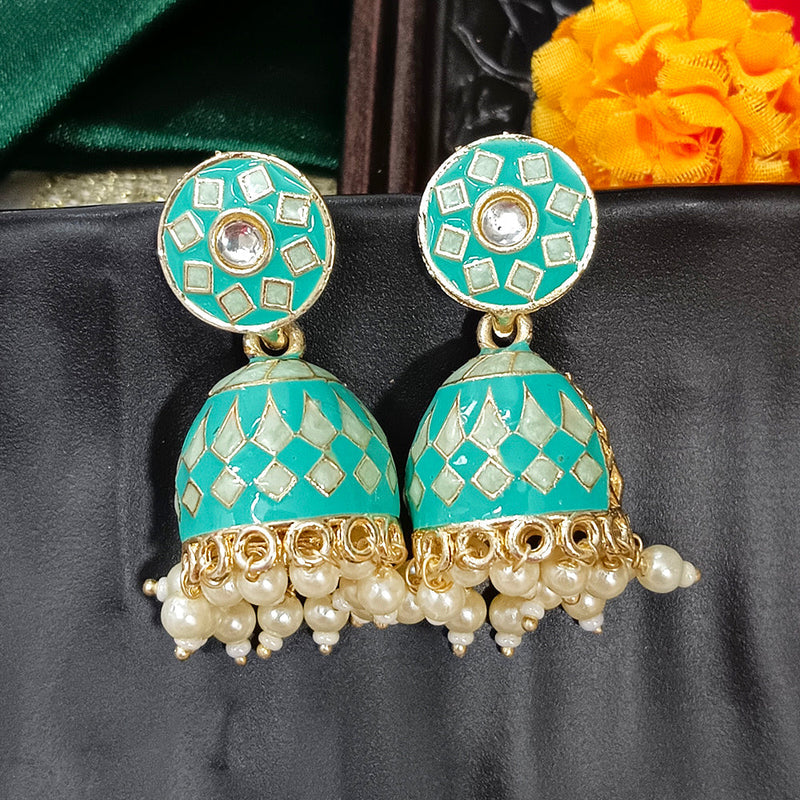 Darshana Jewels Gold Plated Mennakari Jhumki Earrings