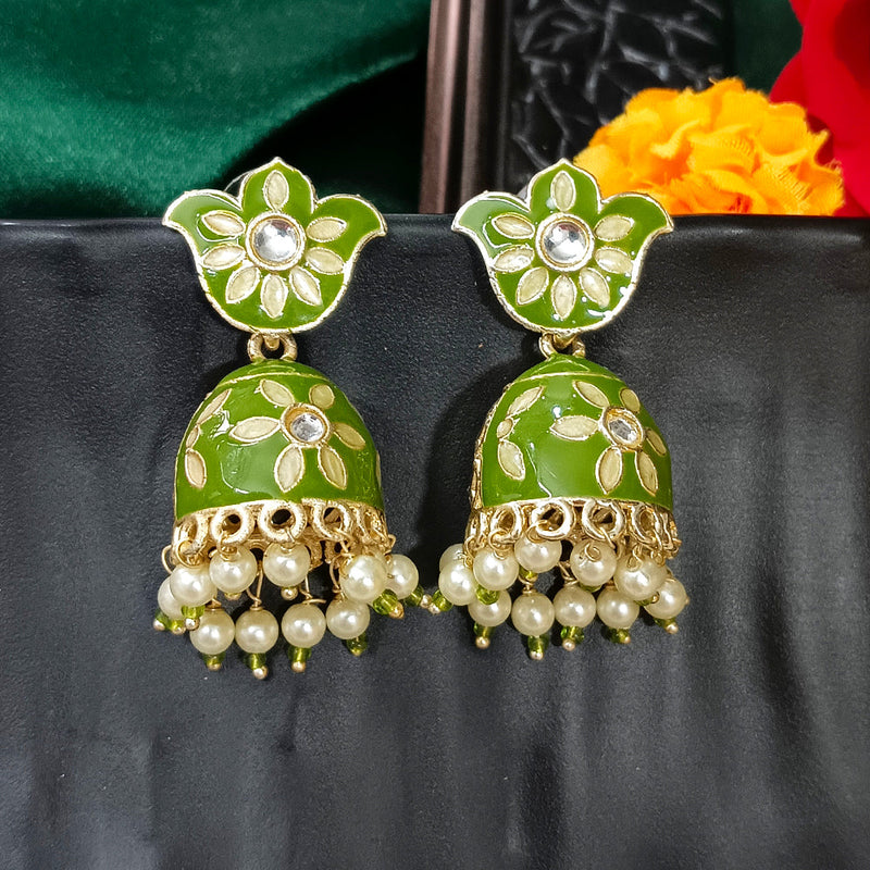 Darshana Jewels Gold Plated Mennakari Jhumki Earrings