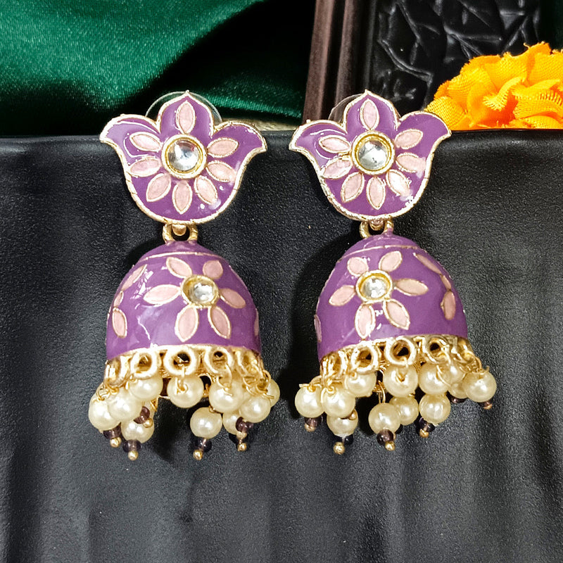 Darshana Jewels Gold Plated Mennakari Jhumki Earrings