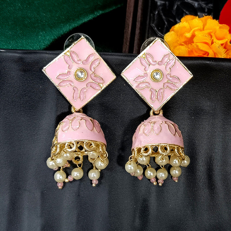 Darshana Jewels Gold Plated Mennakari Jhumki Earrings