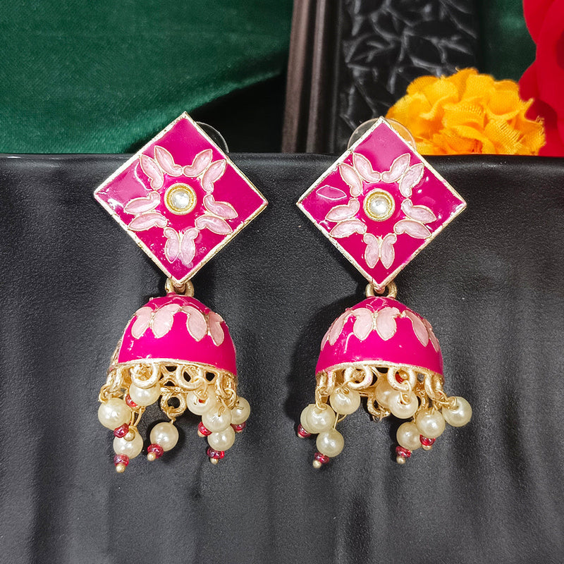 Darshana Jewels Gold Plated Mennakari Jhumki Earrings