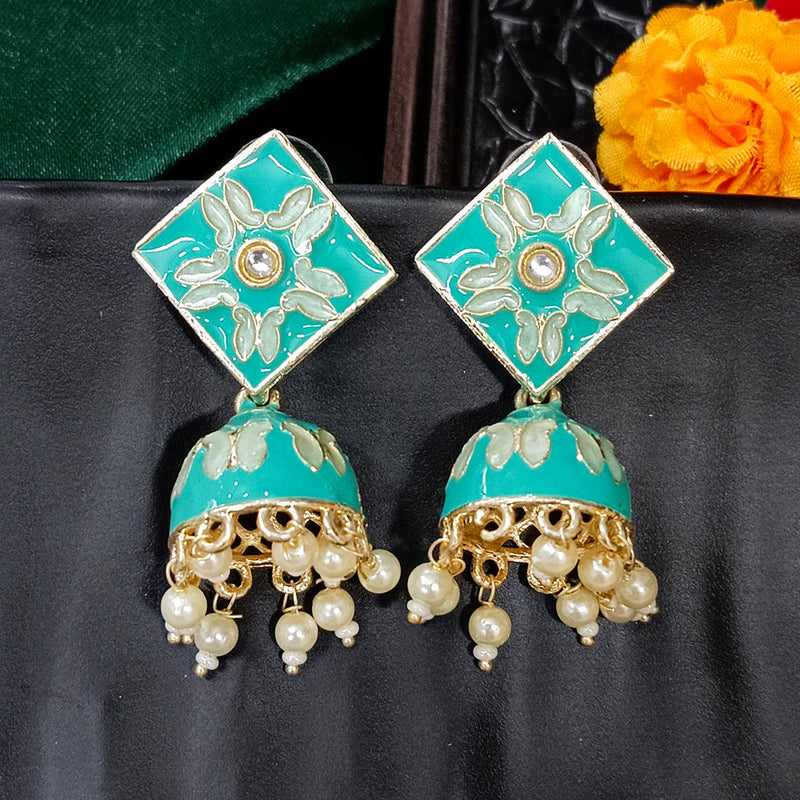 Darshana Jewels Gold Plated Mennakari Jhumki Earrings