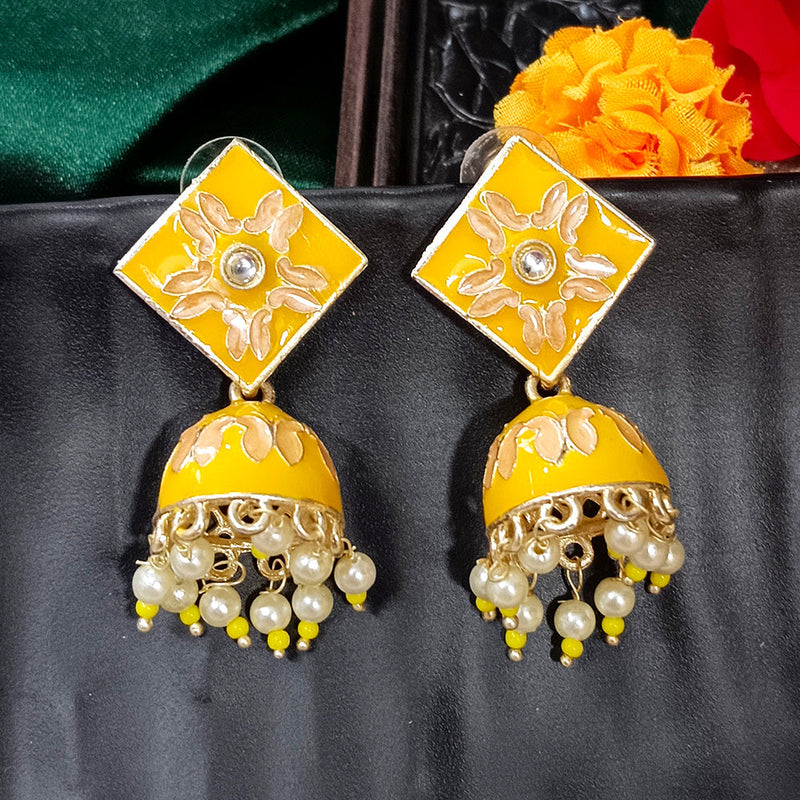 Darshana Jewels Gold Plated Mennakari Jhumki Earrings