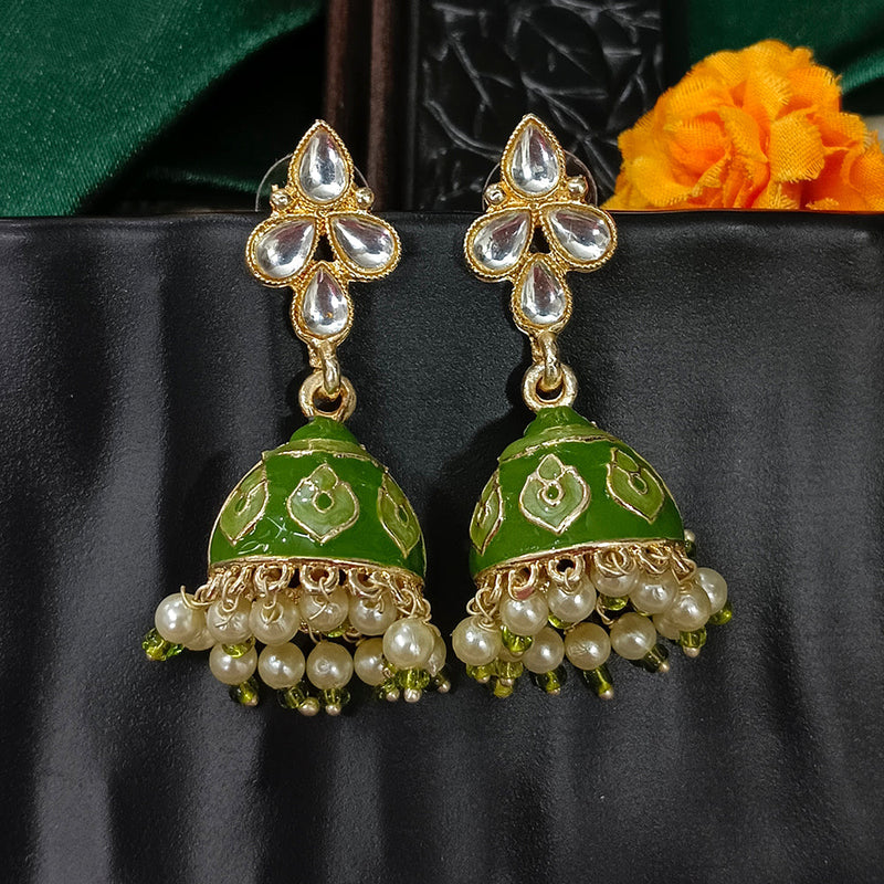 Darshana Jewels Gold Plated Mennakari Jhumki Earrings